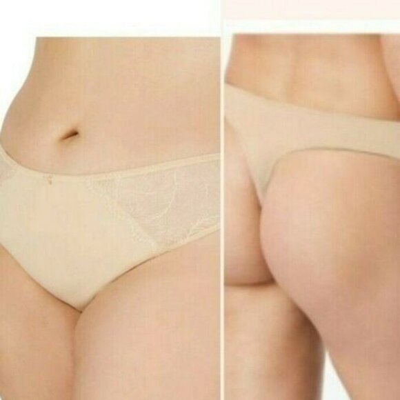 INC International Concepts Womens Lace Thong Panty Frappe Beige Nude 3X NEW - Picture 1 of 8